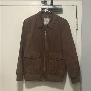 Mango Brown Suede Bomber Jacket